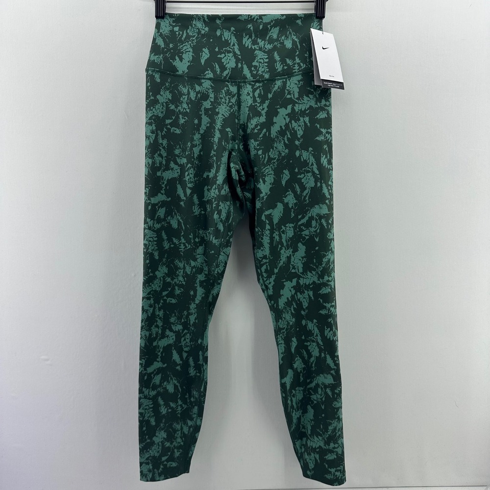 Nike One Dri-FIT Leggings Green Print NWT Women's Sz M High Rise 7/8